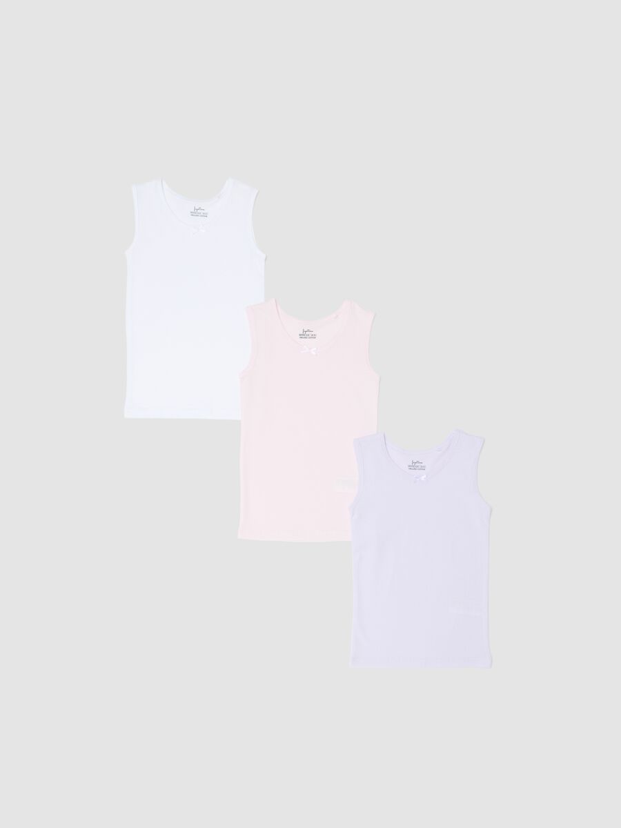 Tripack canotte in puro cotone multicolor da neonata regular fit_0