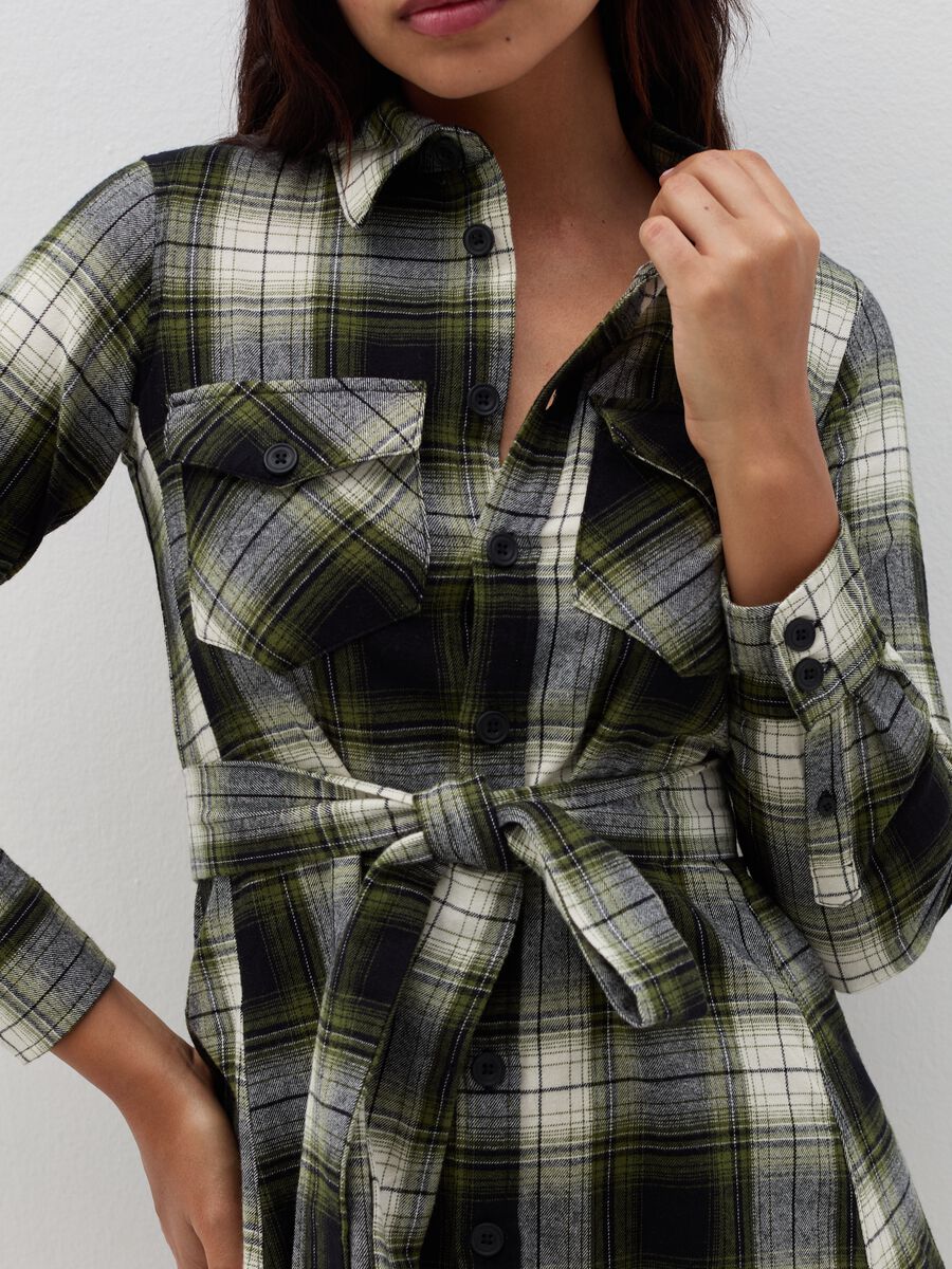 Flannel shirt dress with check pattern_3