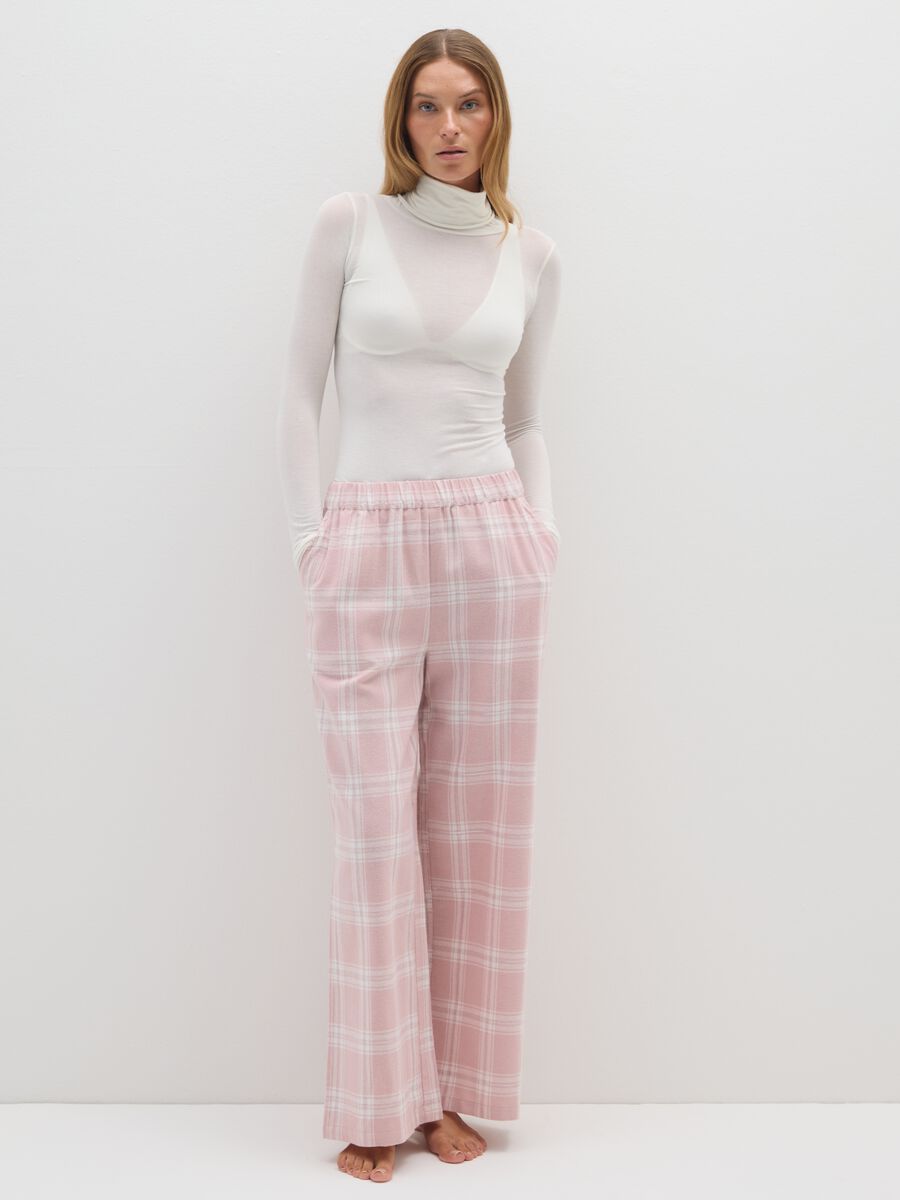 Pantaloni pigiama in flanella rosa regular fit_0