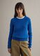 Blue sweater in pure cotton regular fit with cable knit_2