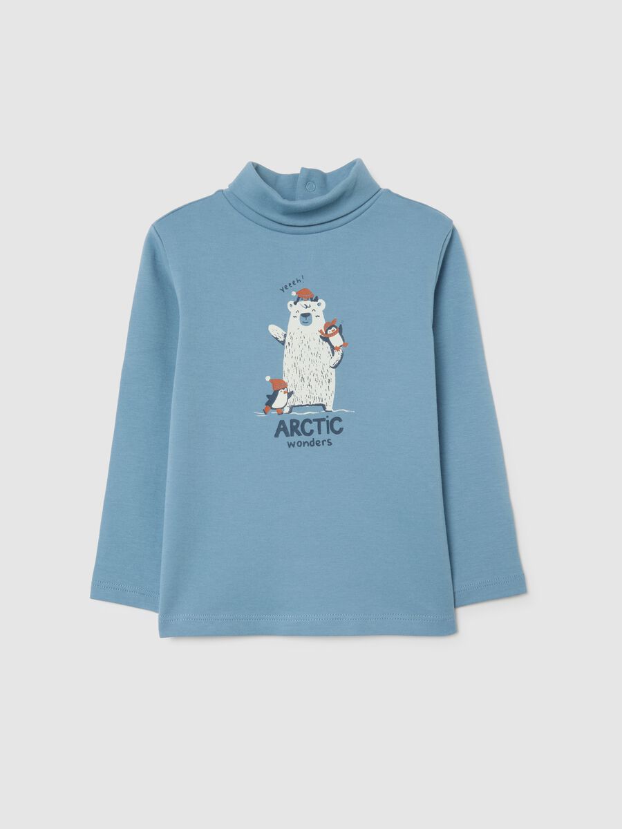 Maglia azzurra da bimbo a collo alto in puro cotone regular fit_0