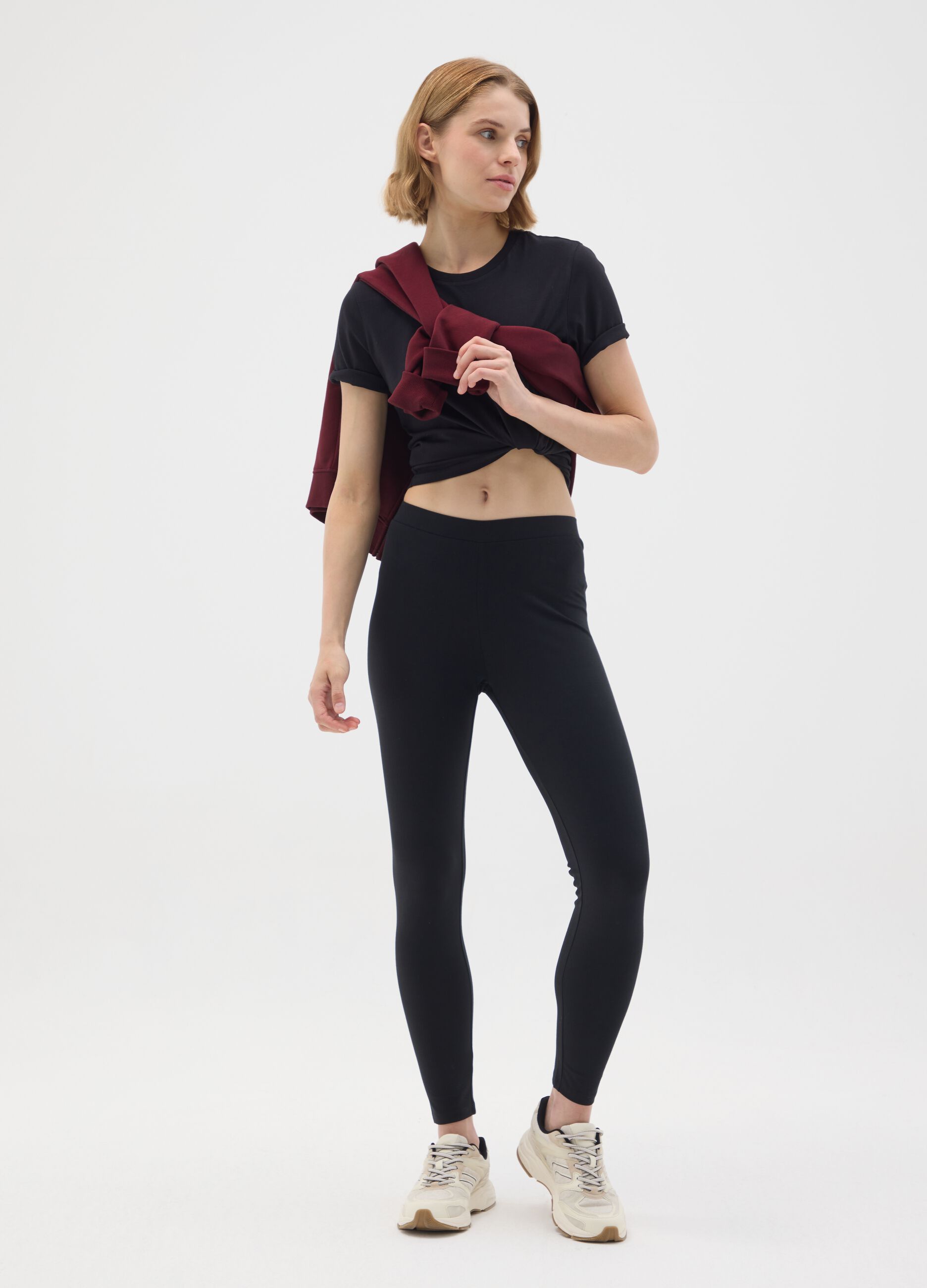 Black Stretch Cotton Skinny Leggings