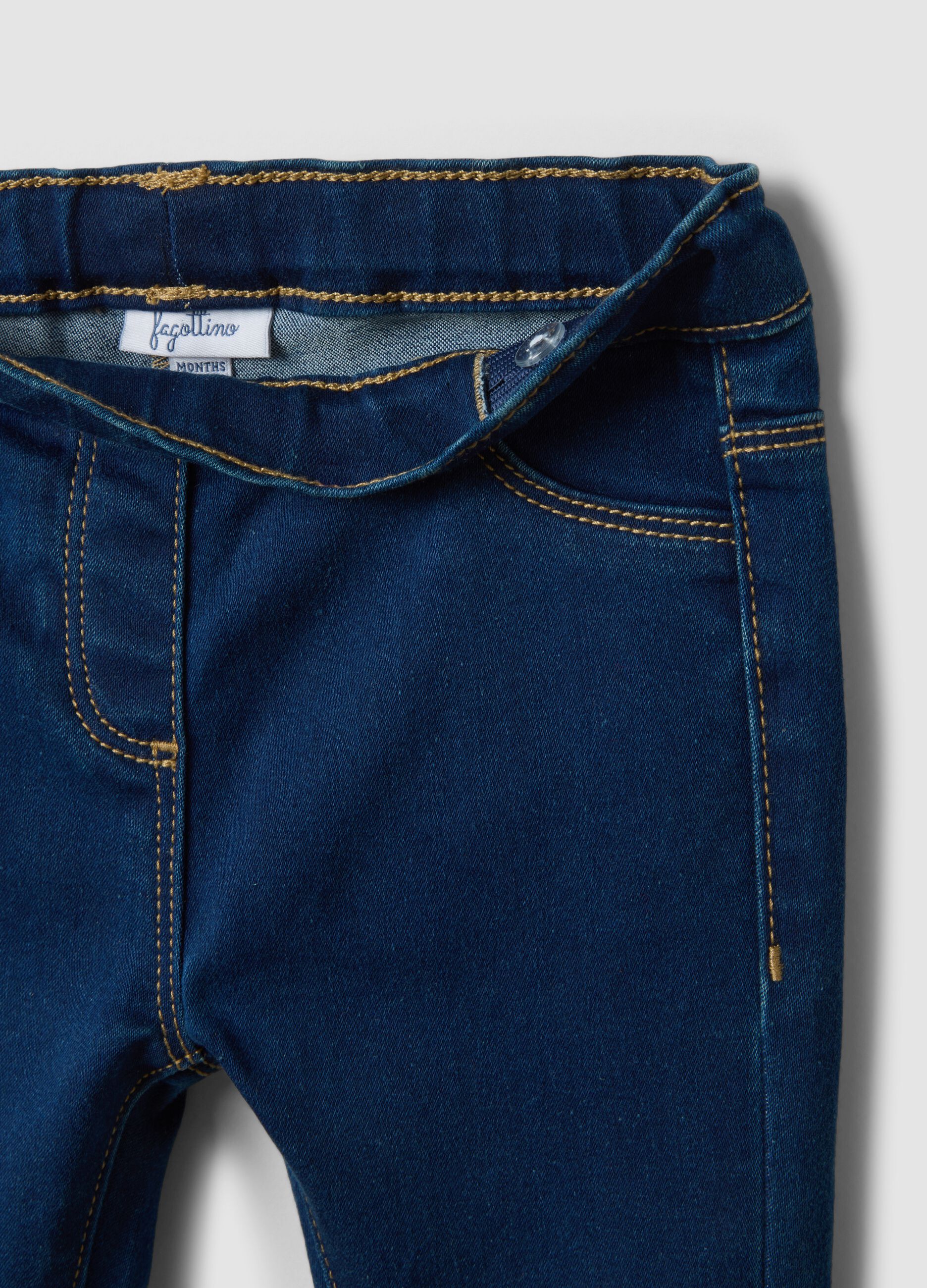 Jeggings blu in cotone elasticizzato flare fit con brillantini per bimba