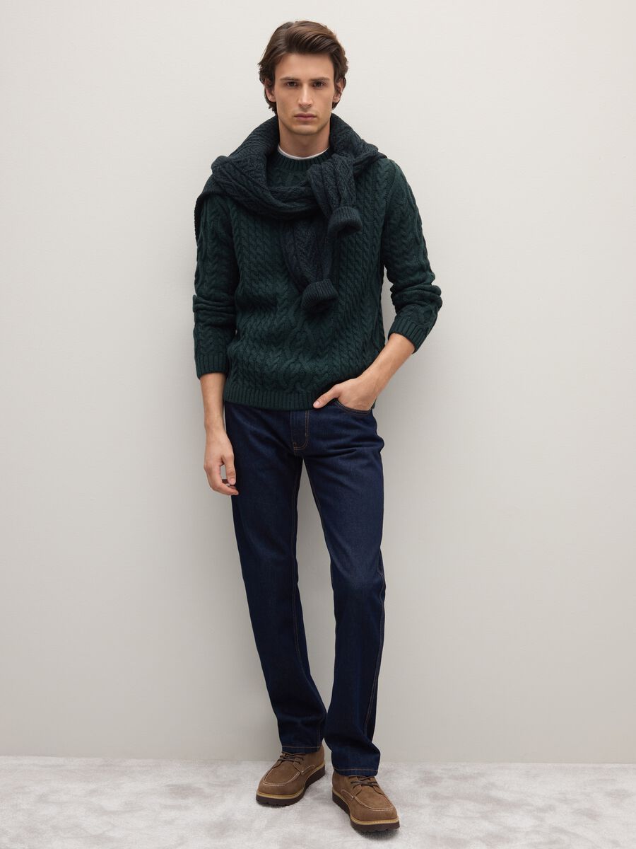 Regular fit green jumper with jacquard pattern_2