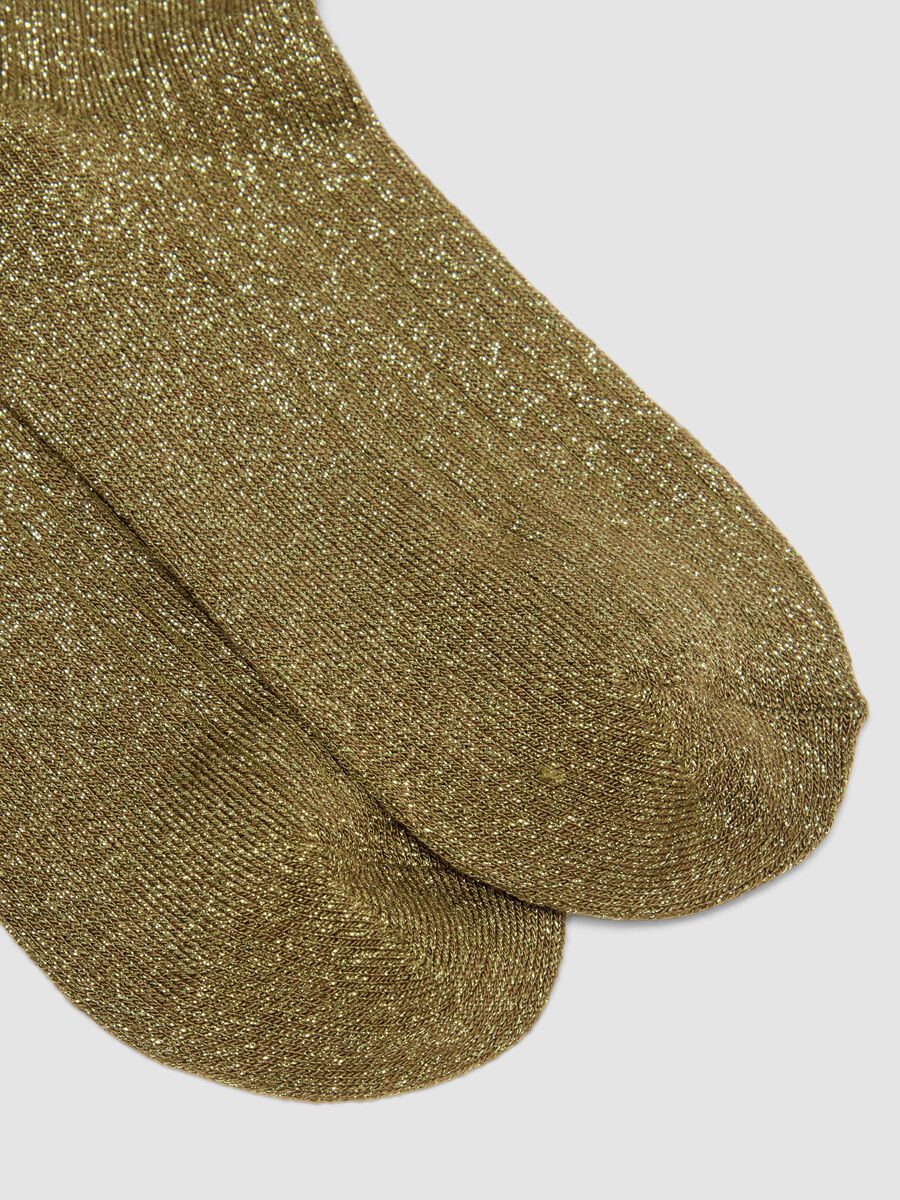 Green stretch-knit socks with lurex yarn_1