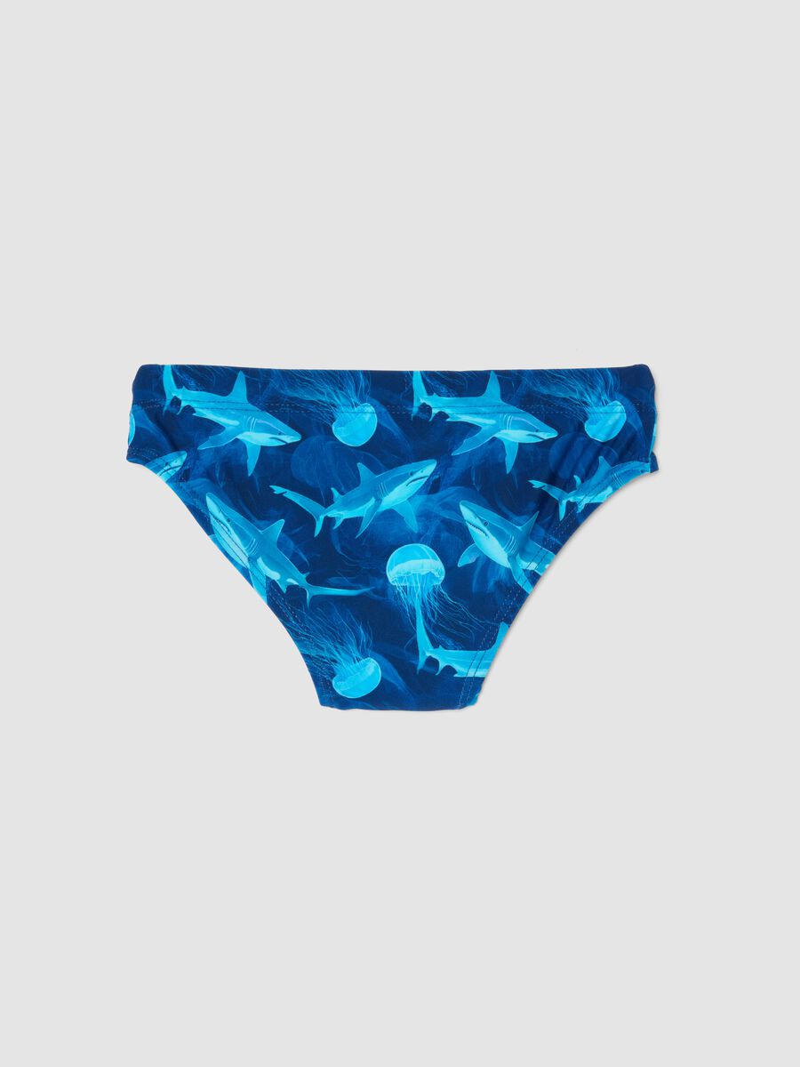 Blue stretch fabric swim briefs_1