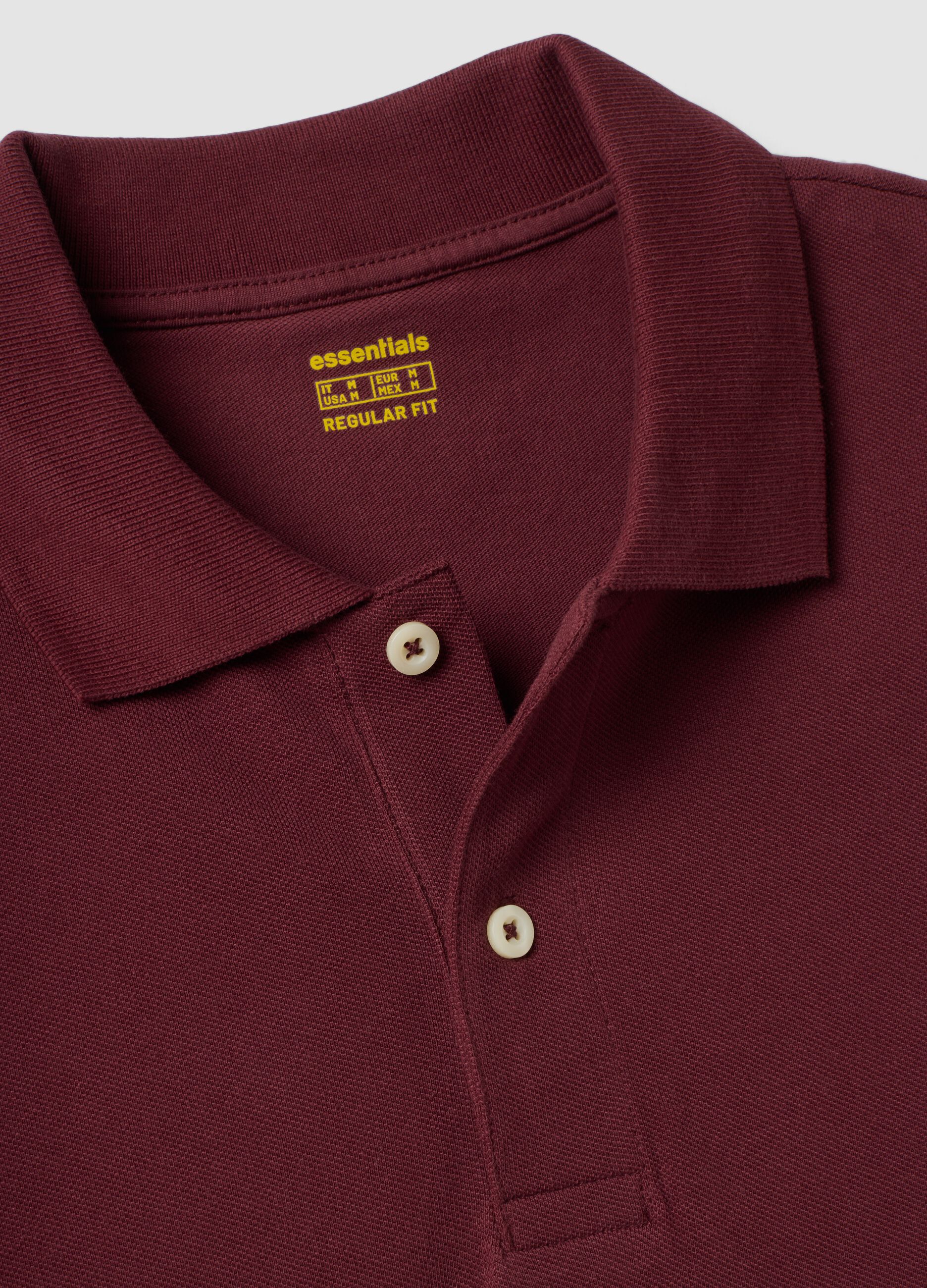Red pure cotton piqu&eacute; polo shirt with classic collar, regular fit