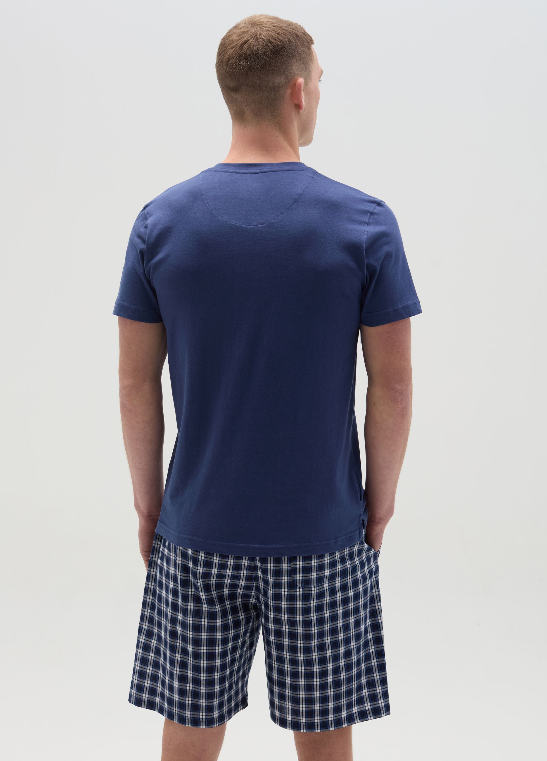 Short pyjama top with granddad neckline
