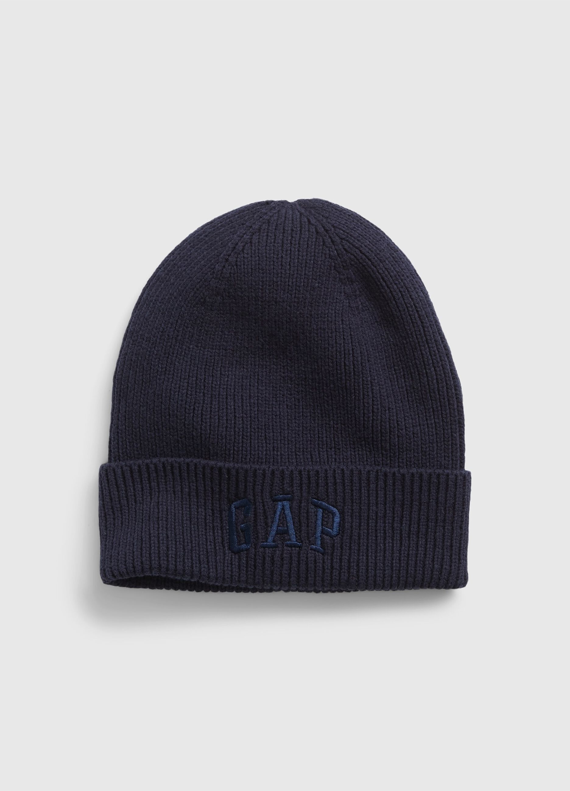 Knit cap with logo embroidery