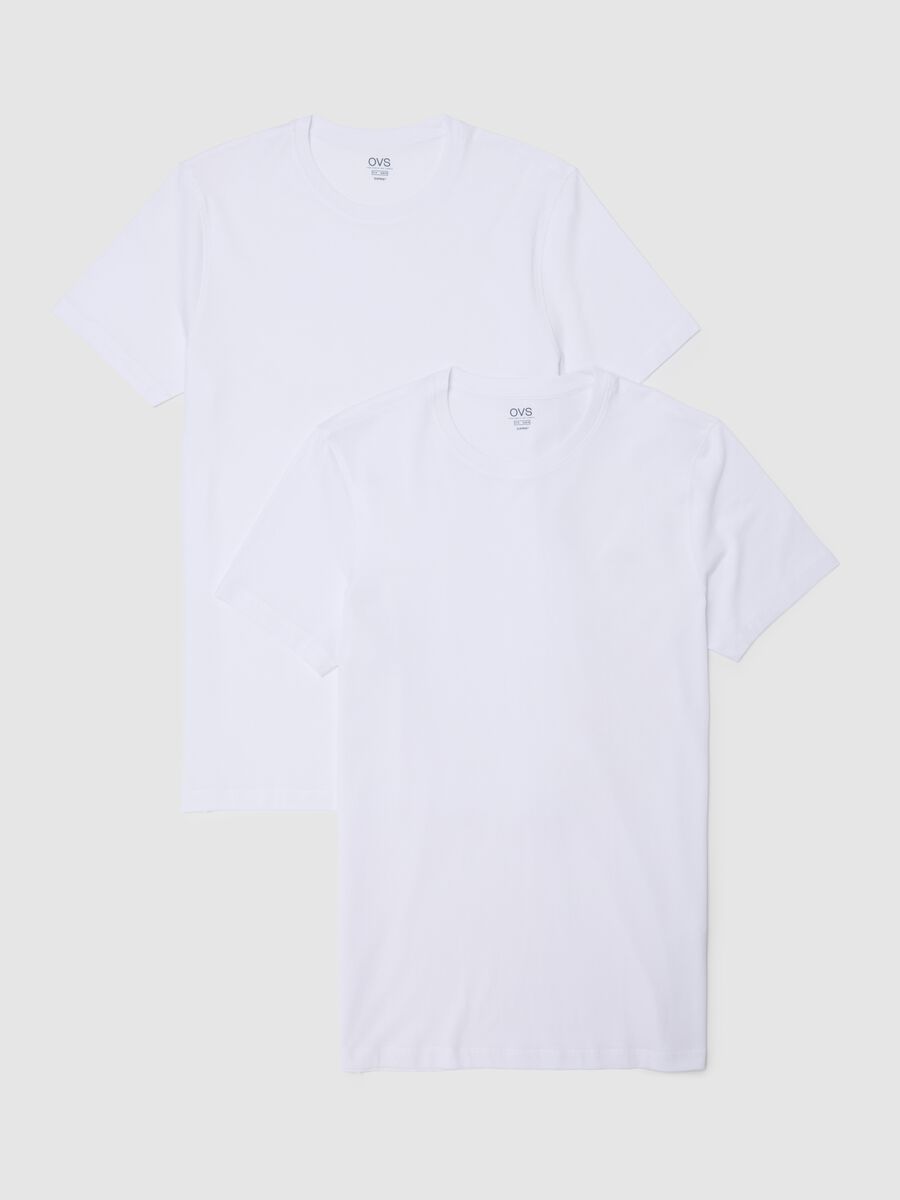 Bipack di t-shirt in puro cotone bianca regular fit_0