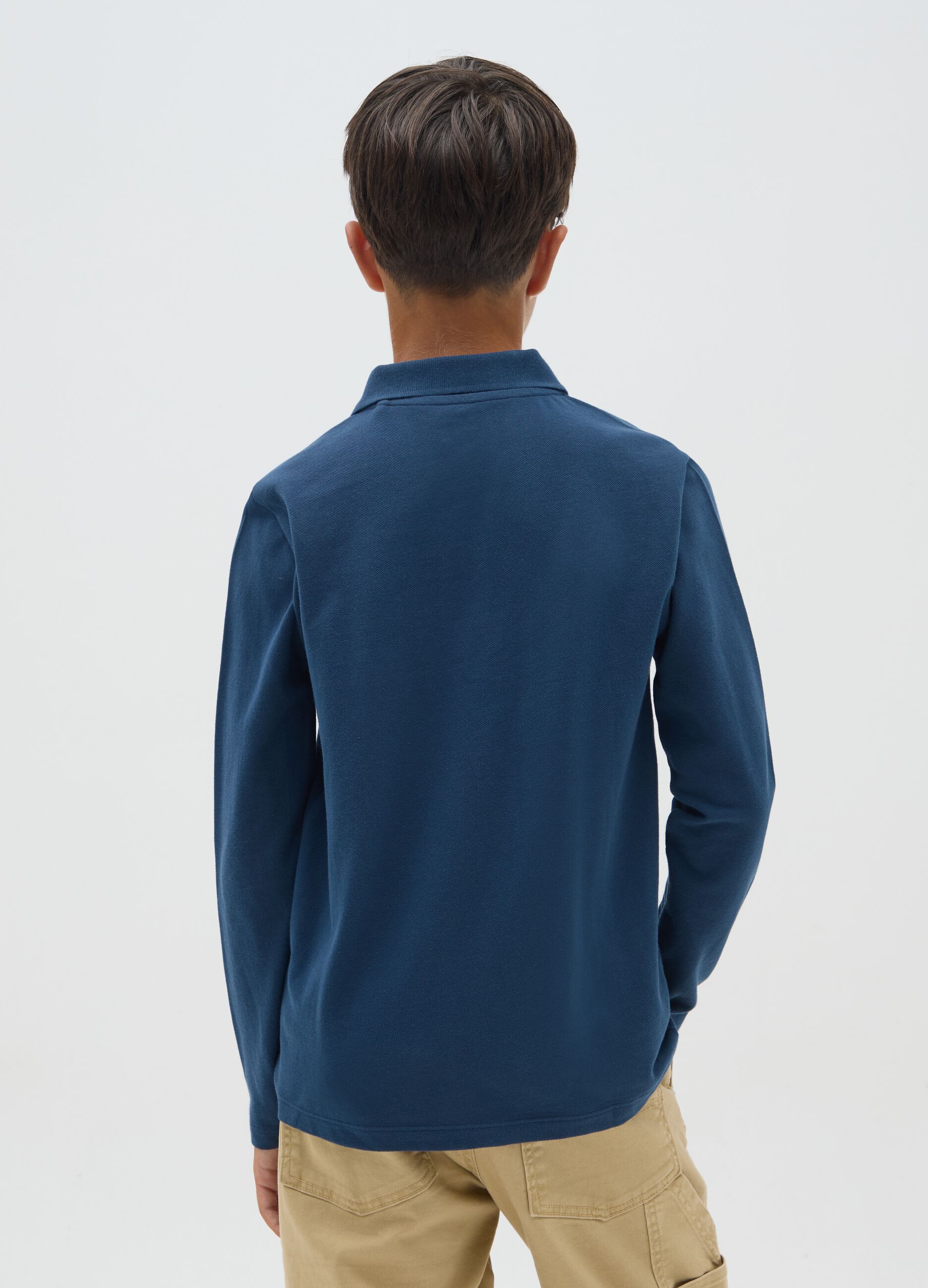Boys' blue pure cotton polo regular fit