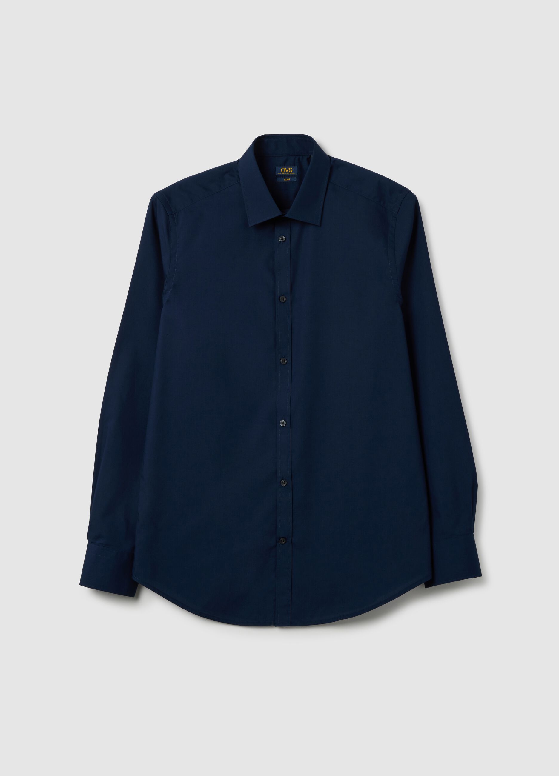 Men's Blue Cotton Blend Shirt Slim Fit Easy Iron