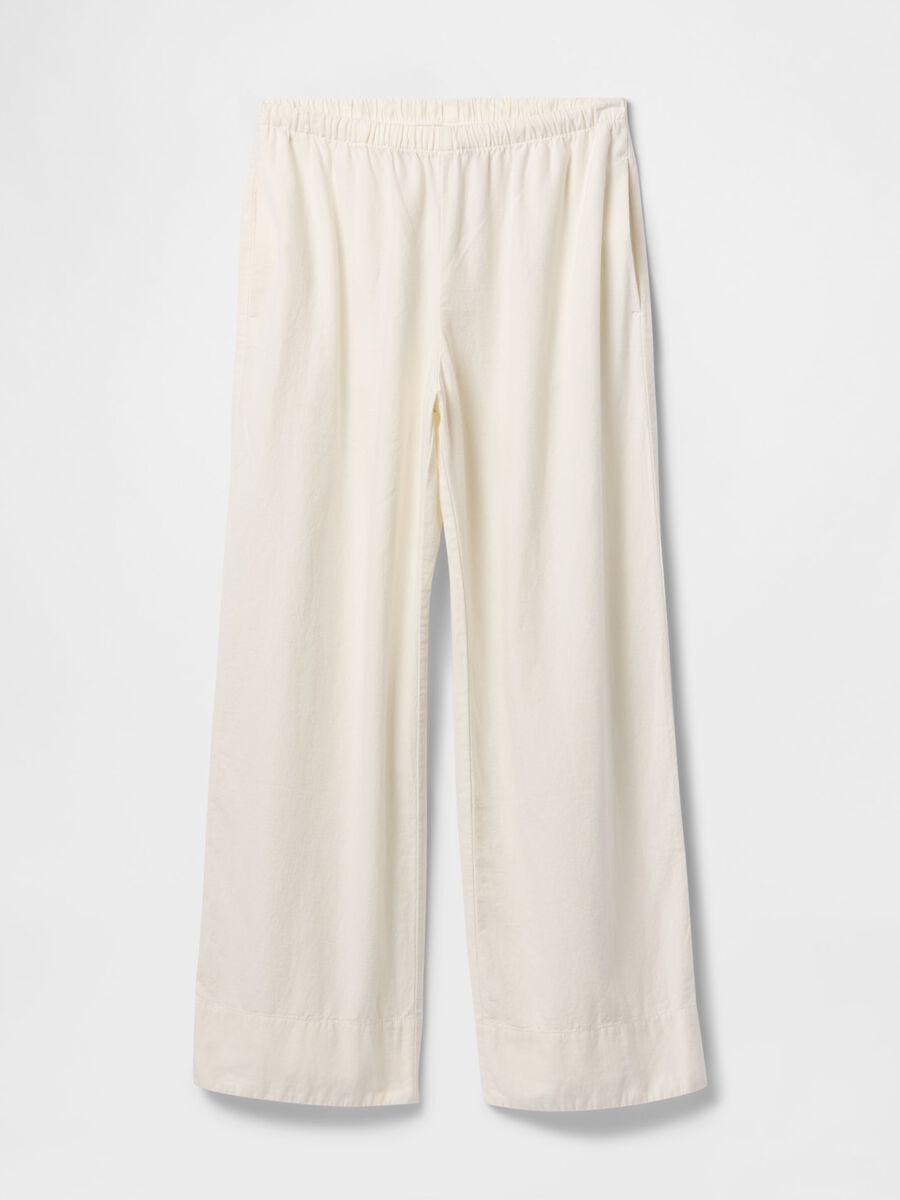 Wide White Linen and Viscose Trousers_6