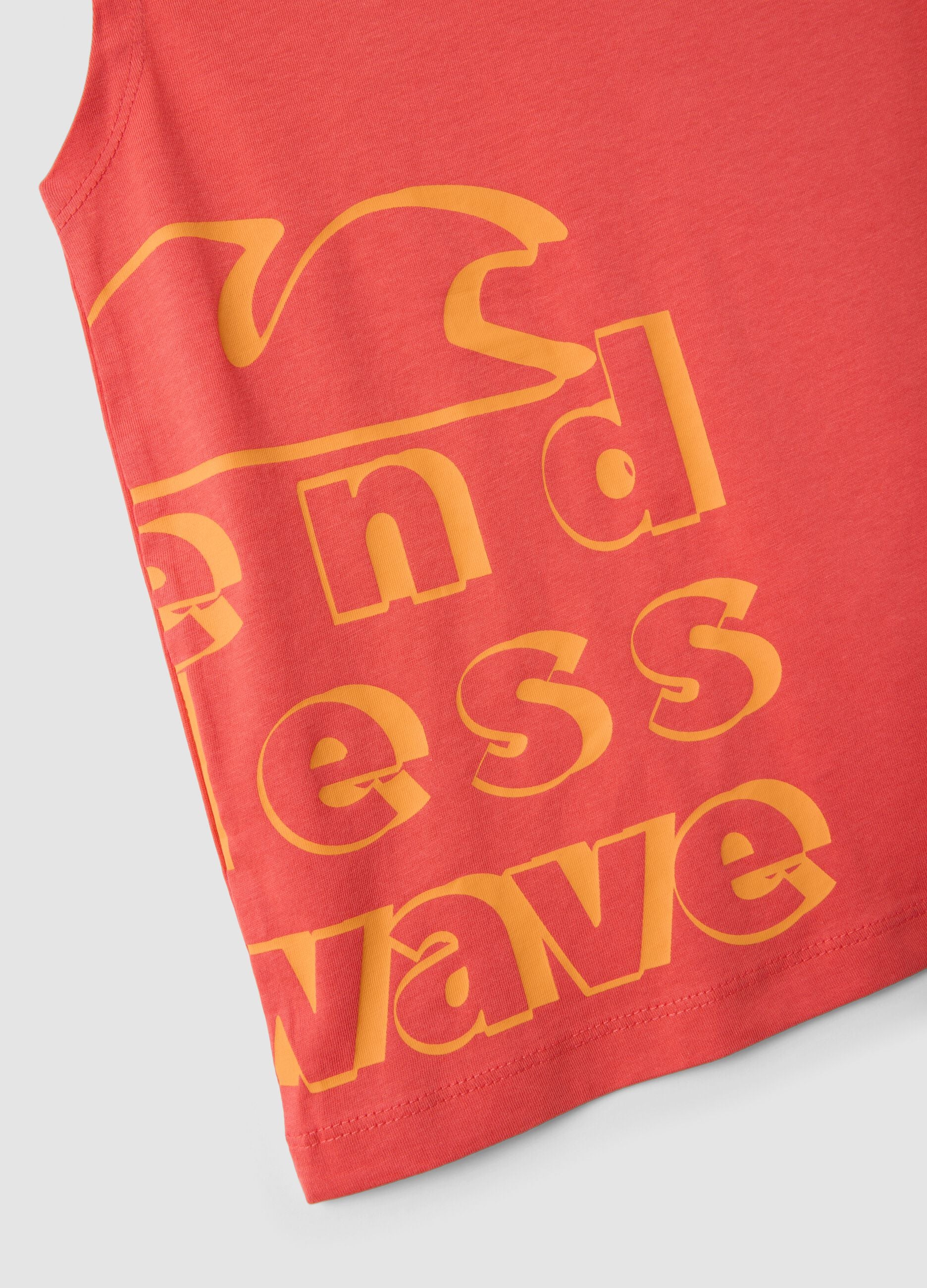 Red organic cotton printed vest top
