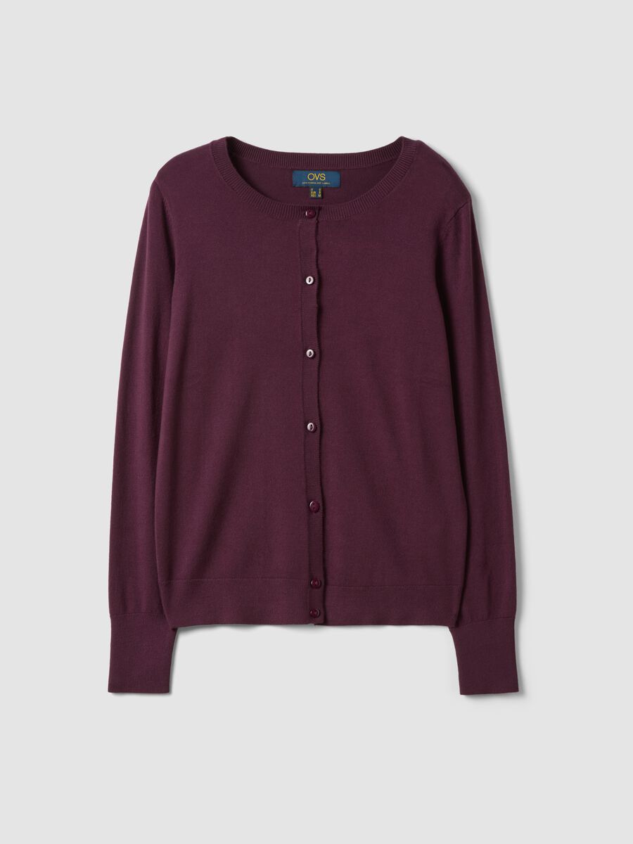 Purple viscose-blend crew-neck cardigan, regular fit_4