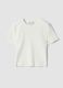 White ribbed fitted T-shirt in stretch cotton_0