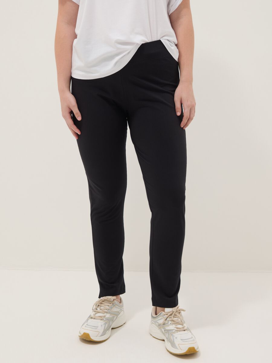 Leggings in cotone elasticizzato nero slim fit_1
