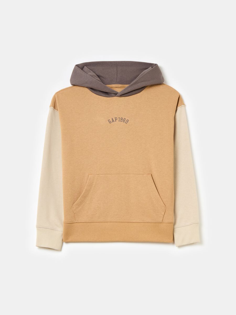Colour block hoodie with embroidered logo_0