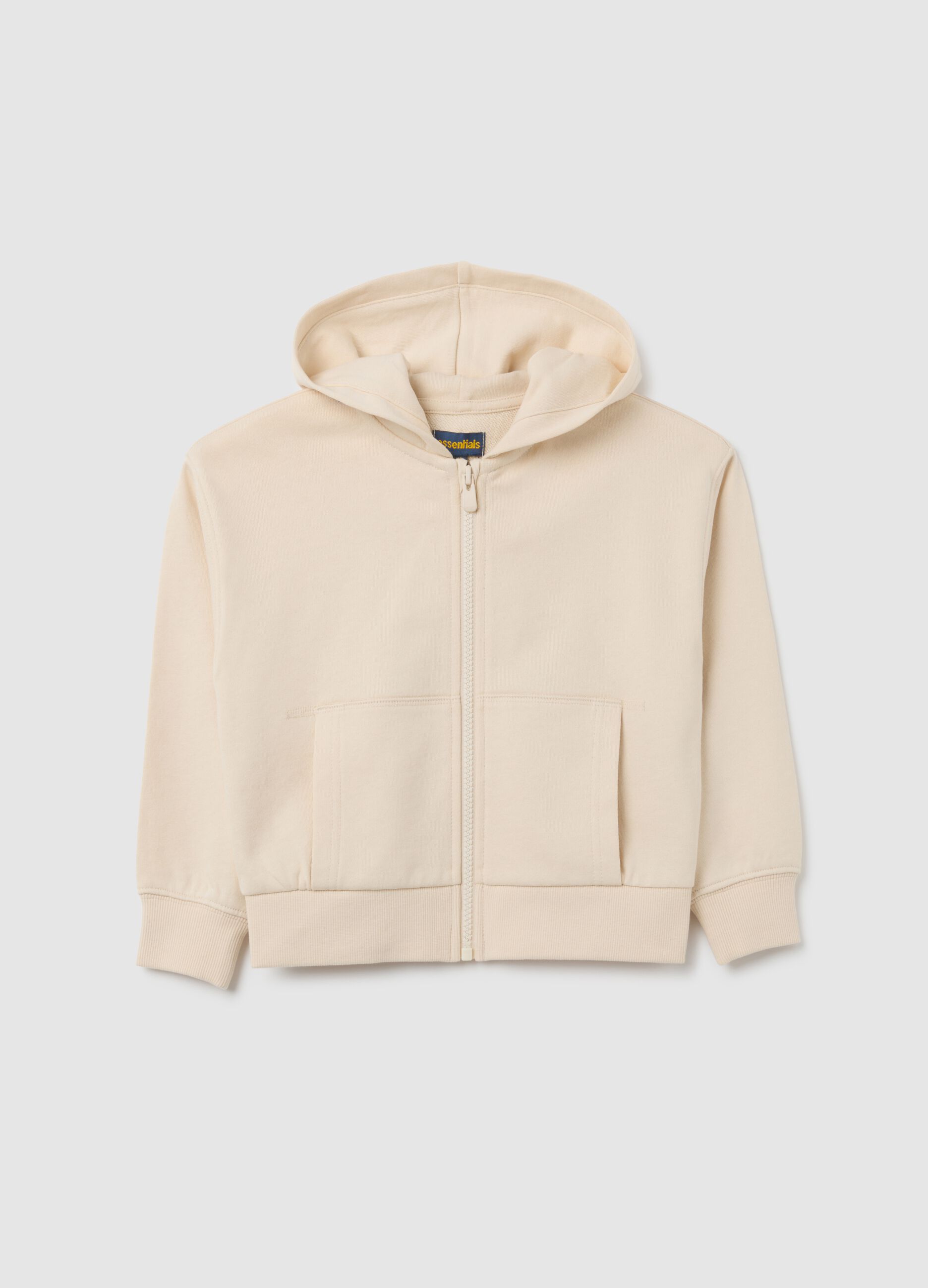 Girls' beige pure cotton sweatshirt regular fit