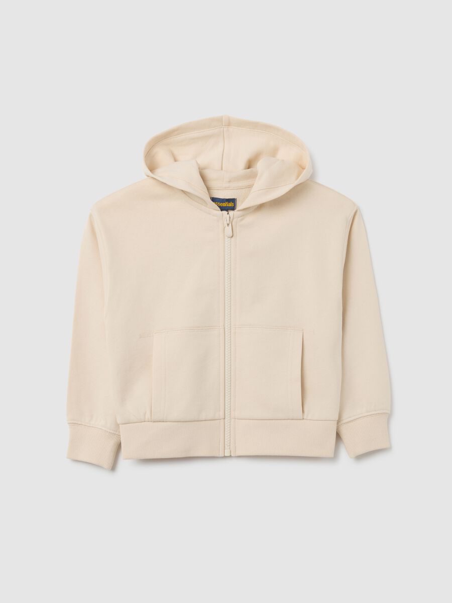Girls' beige pure cotton sweatshirt regular fit_0