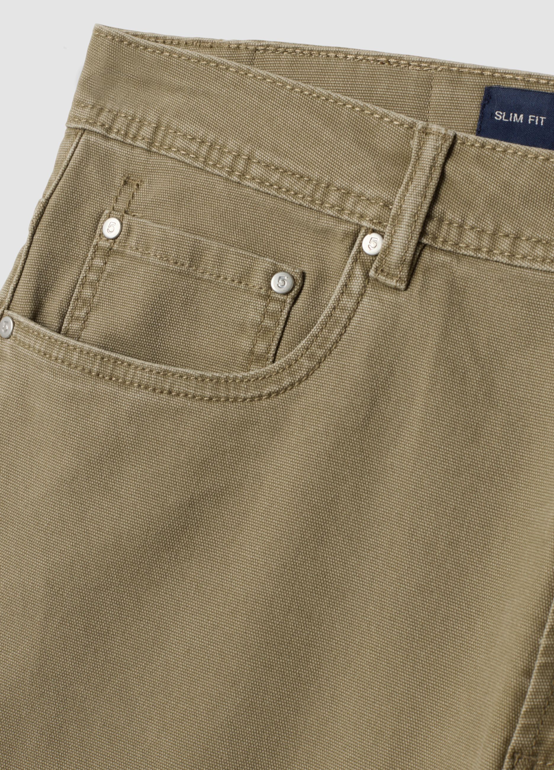 Pantaloni beige in cotone elasticizzato slim fit