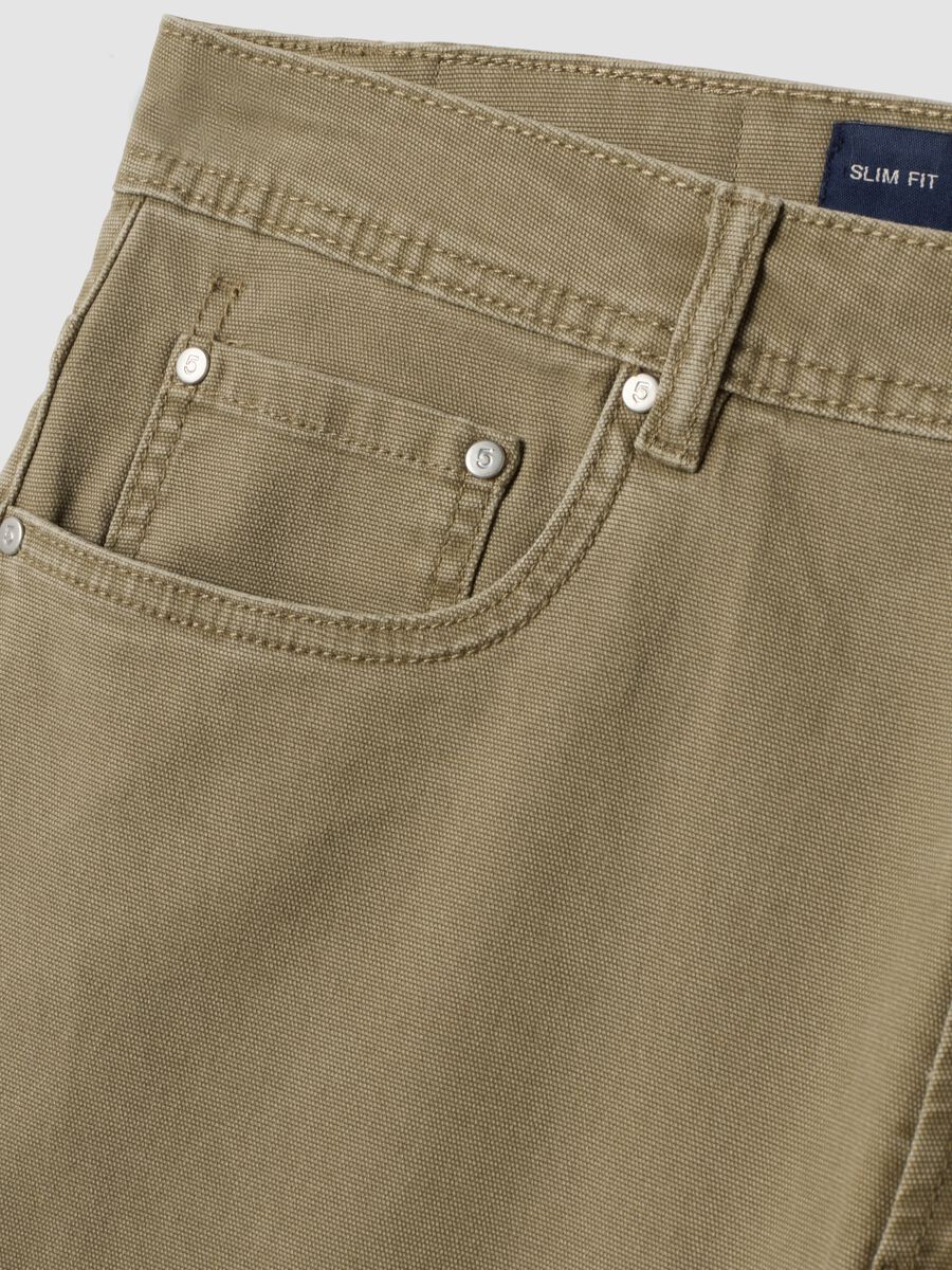 Pantaloni beige in cotone elasticizzato slim fit_1