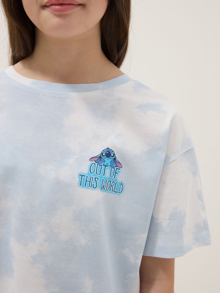 Multicolour pure cotton oversized girl's T-shirt with Stitch_2