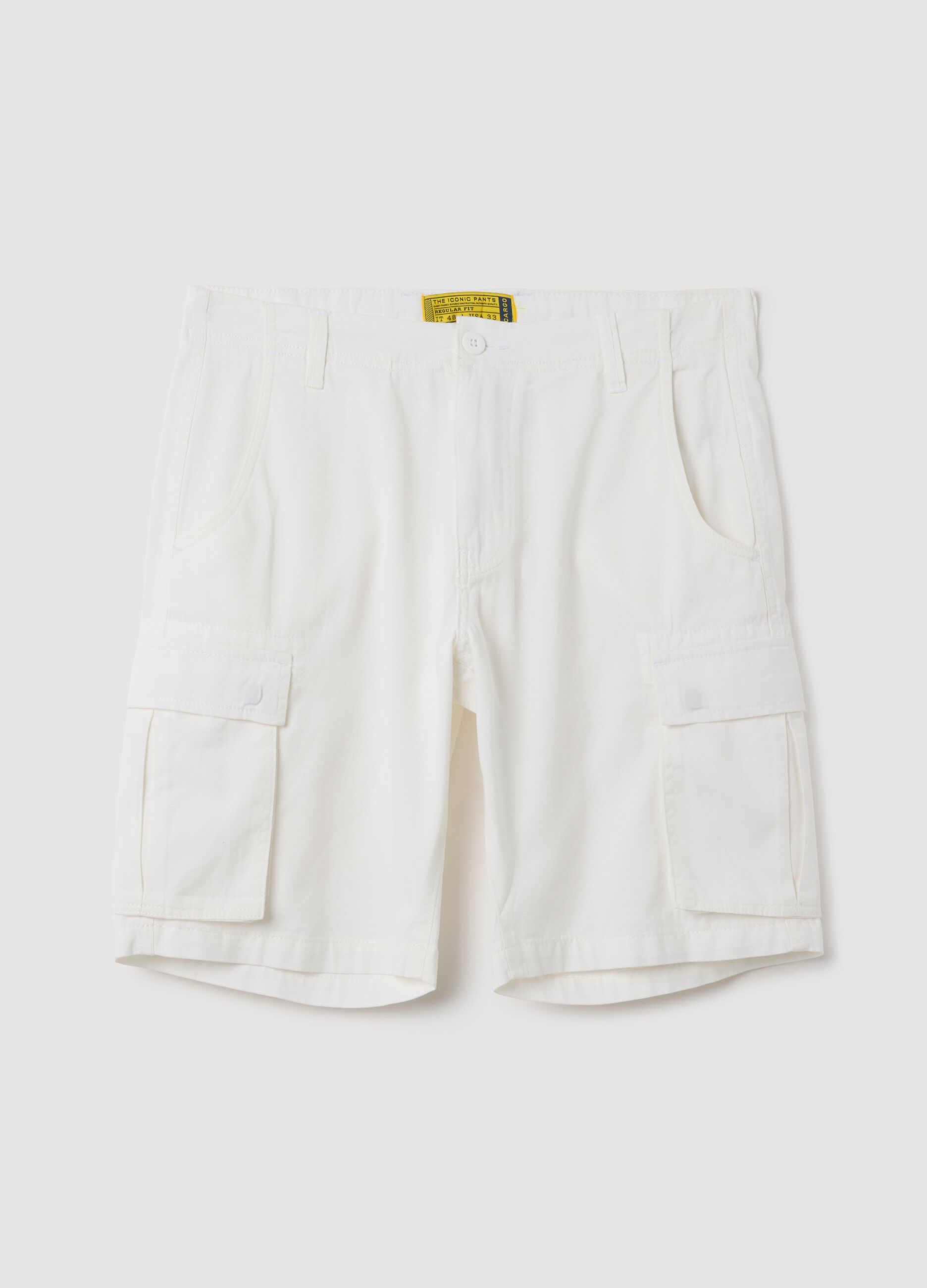 Men's pure white cotton regular fit shorts