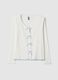 White pure cotton regular fit pyjama shirt with embroidery_0