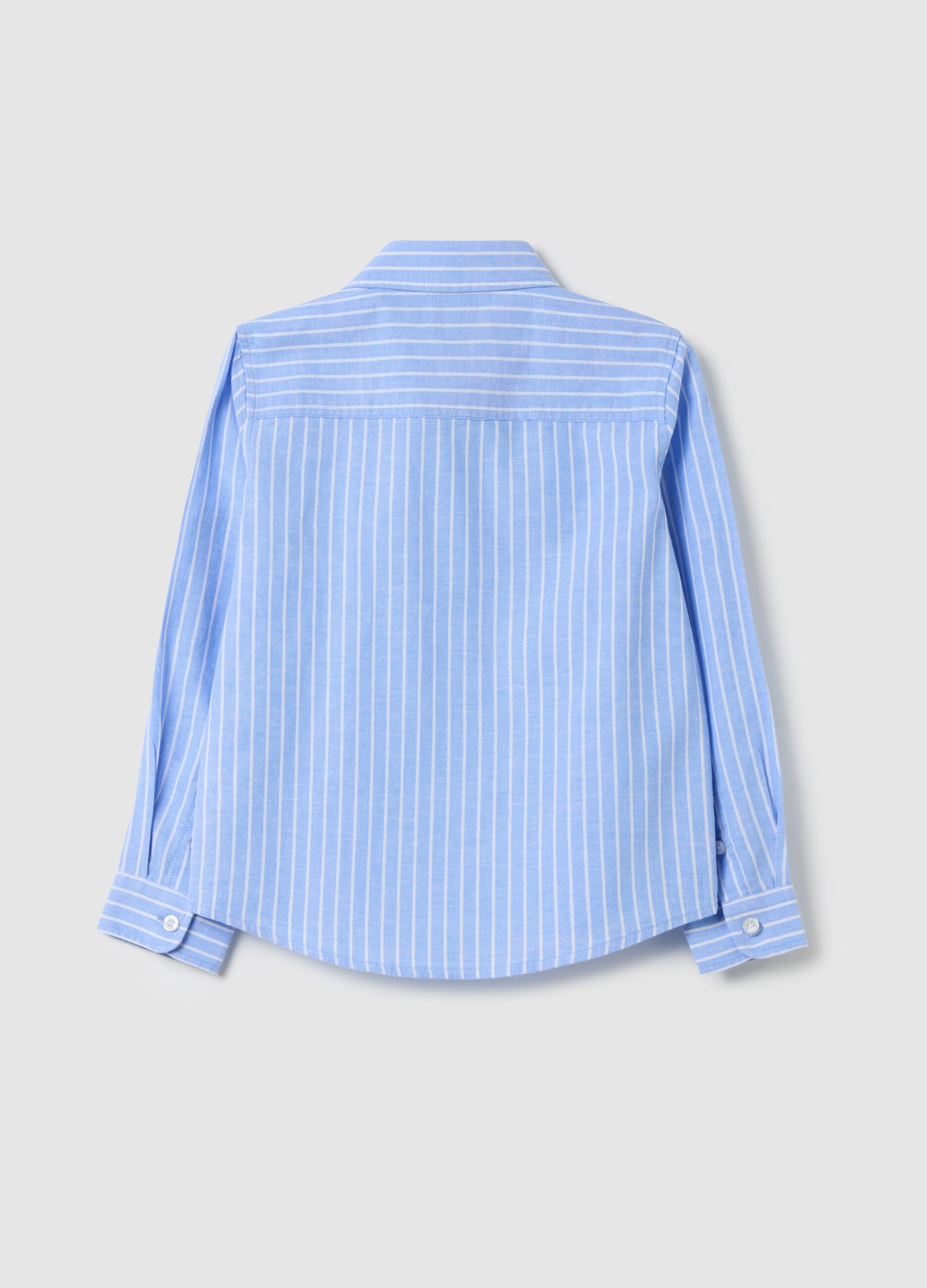 Light blue striped shirt in cotton and linen