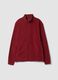 Red fleece zip-neck sweatshirt, regular fit_0