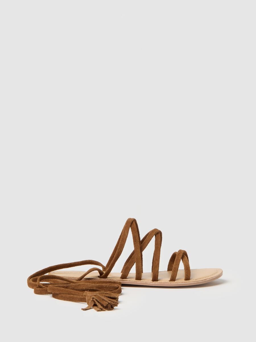 Women's multicolour genuine leather sandals with laces_0