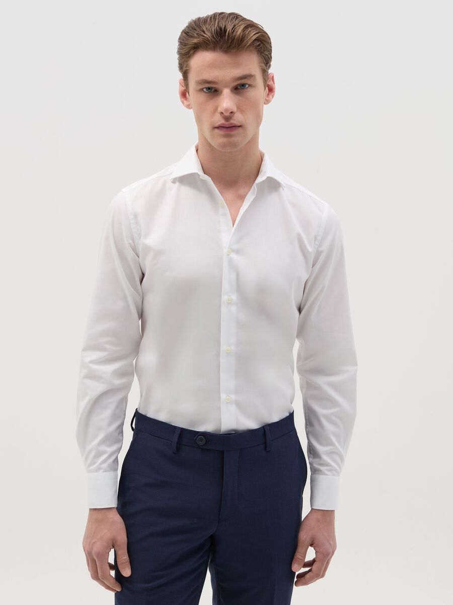 Slim-fit easy-iron shirt in cotton_0