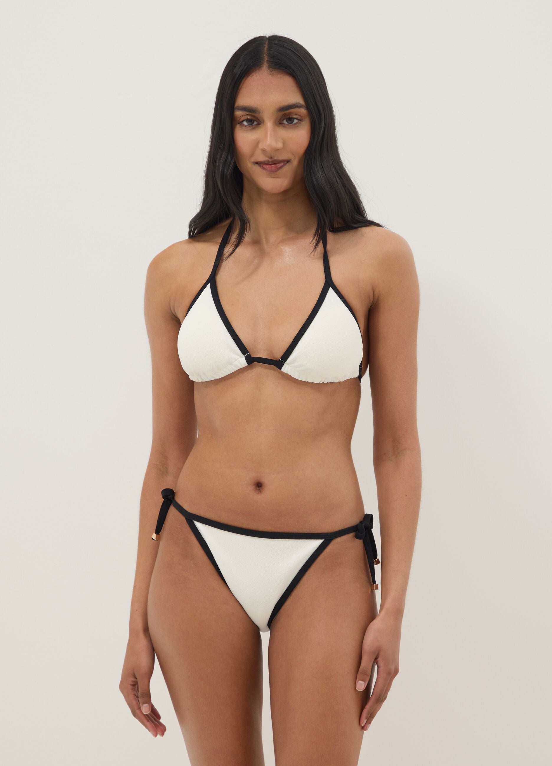 Multicolour triangle bikini top in stretch fabric