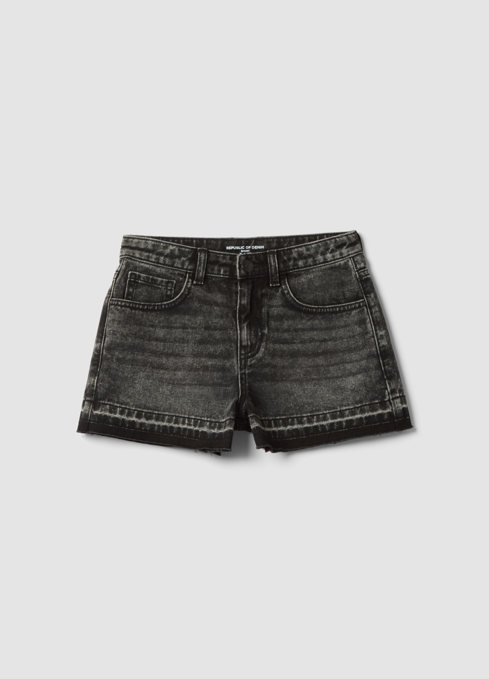 Girls&rsquo; grey pure cotton denim shorts, straight fit