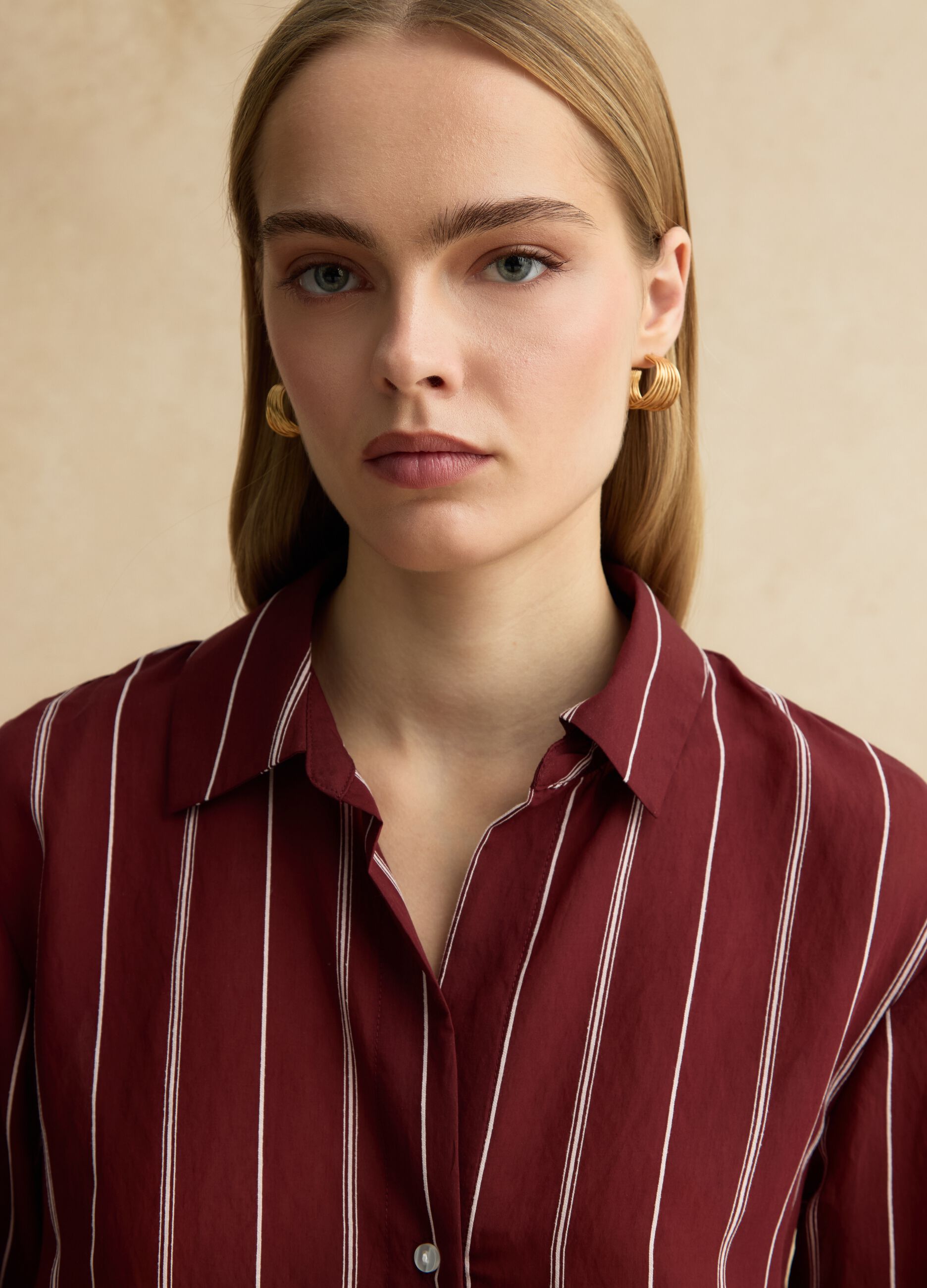 Multicolor stripe lyocell blend shirt regular fit