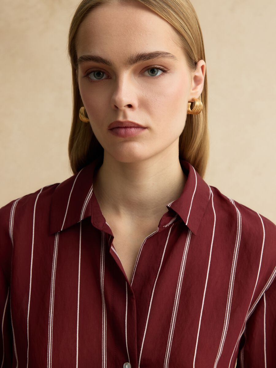 Camicia in misto lyocell a righe multicolor regular fit_0