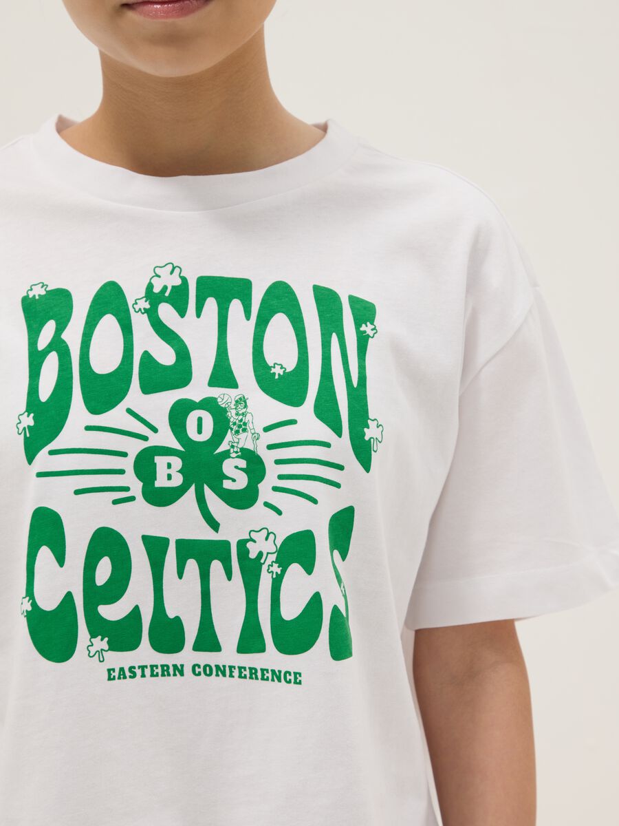 White pure cotton relaxed fit girl T-shirt Boston Celtics_2