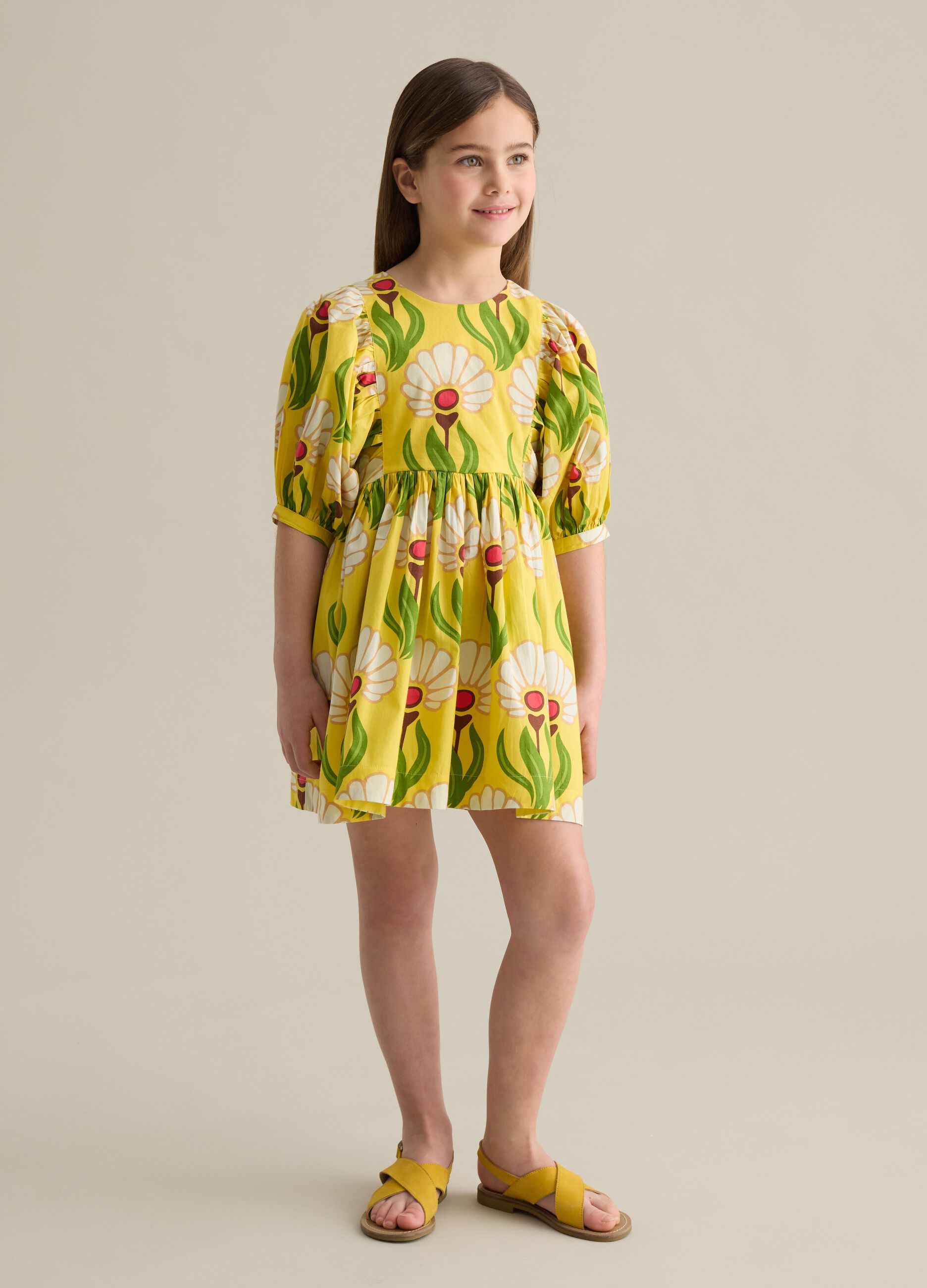 Yellow dress with floral print