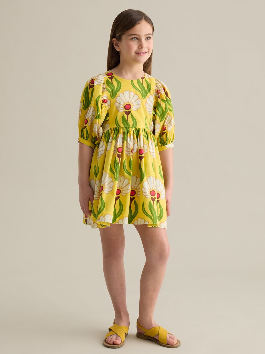 Yellow dress with floral print_1