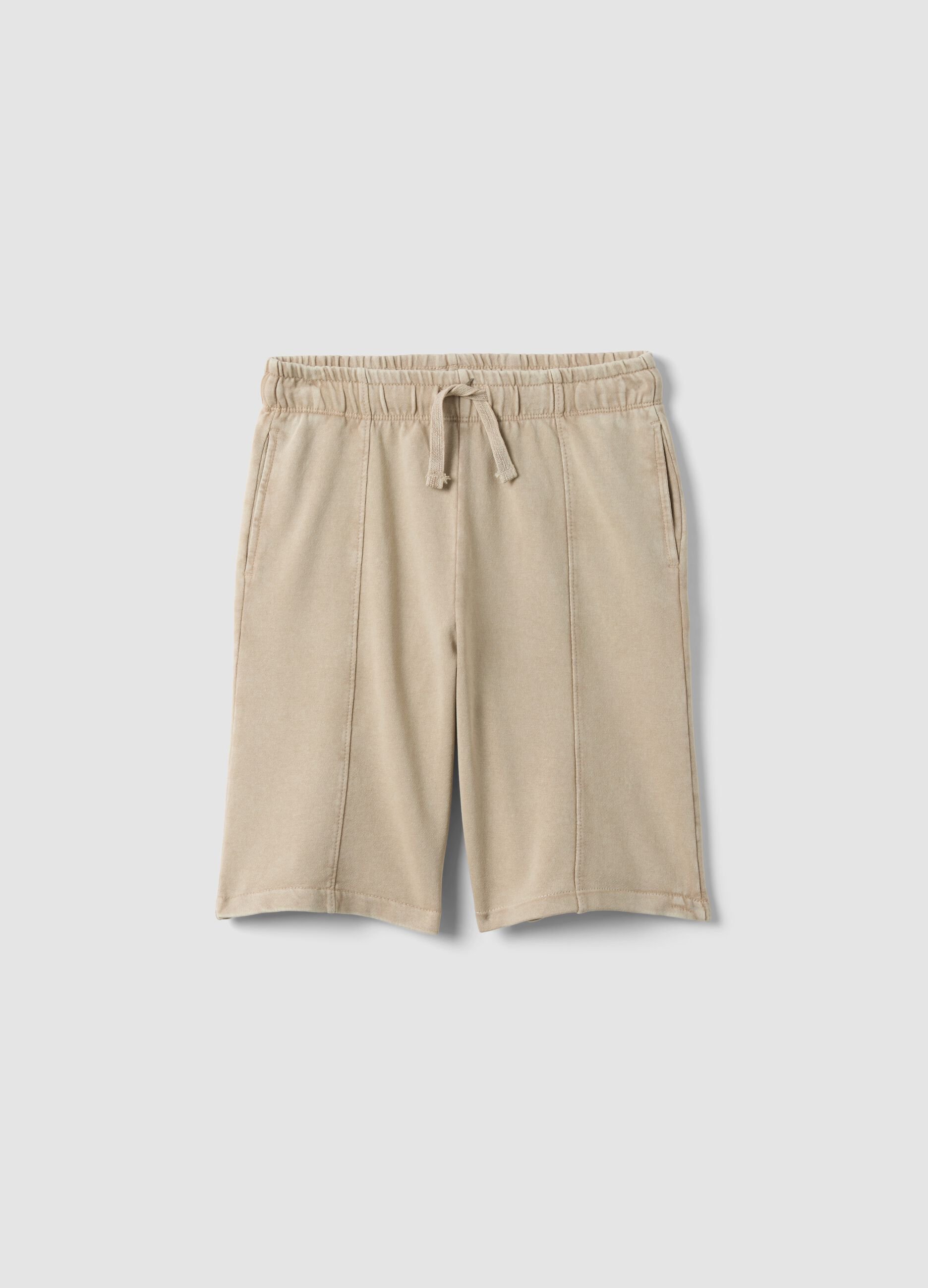 Boys' comfort fit pure cotton beige shorts