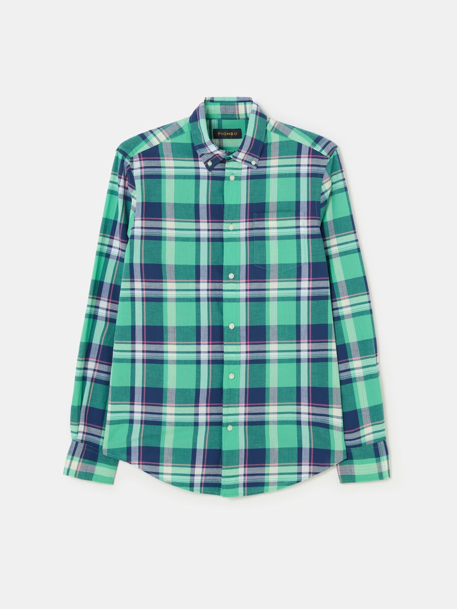 Shirt with button-down collar and check pattern_3