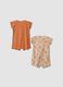 Two-pack of orange organic cotton rompers_1