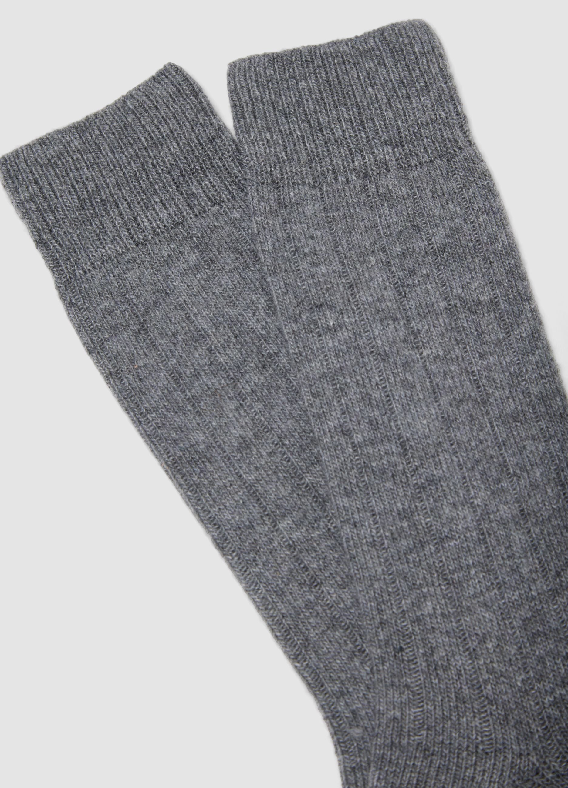 Calze midi grigie in lana, viscosa e cashmere elasticizzati