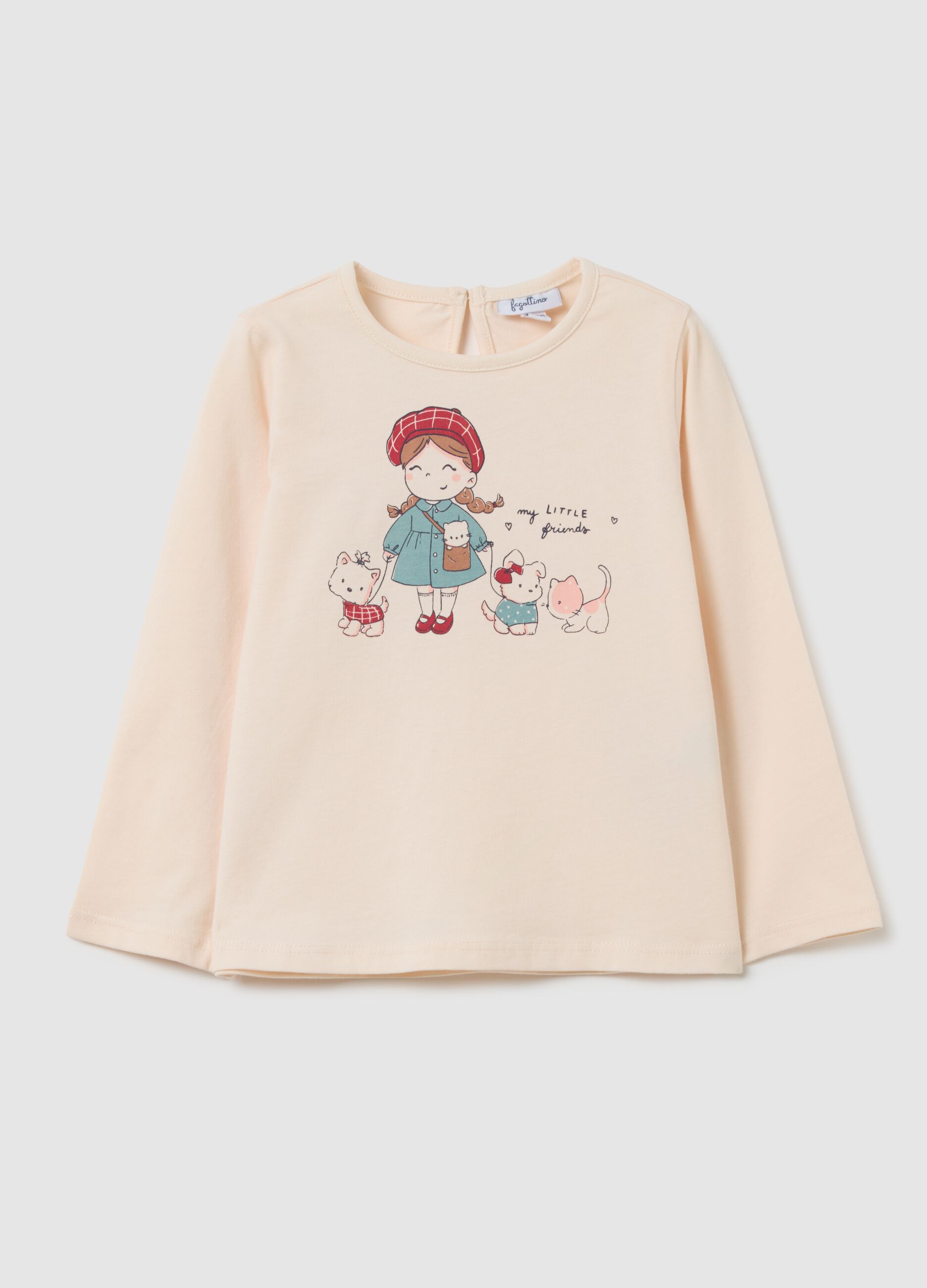 Girls' beige pure cotton regular fit sweater