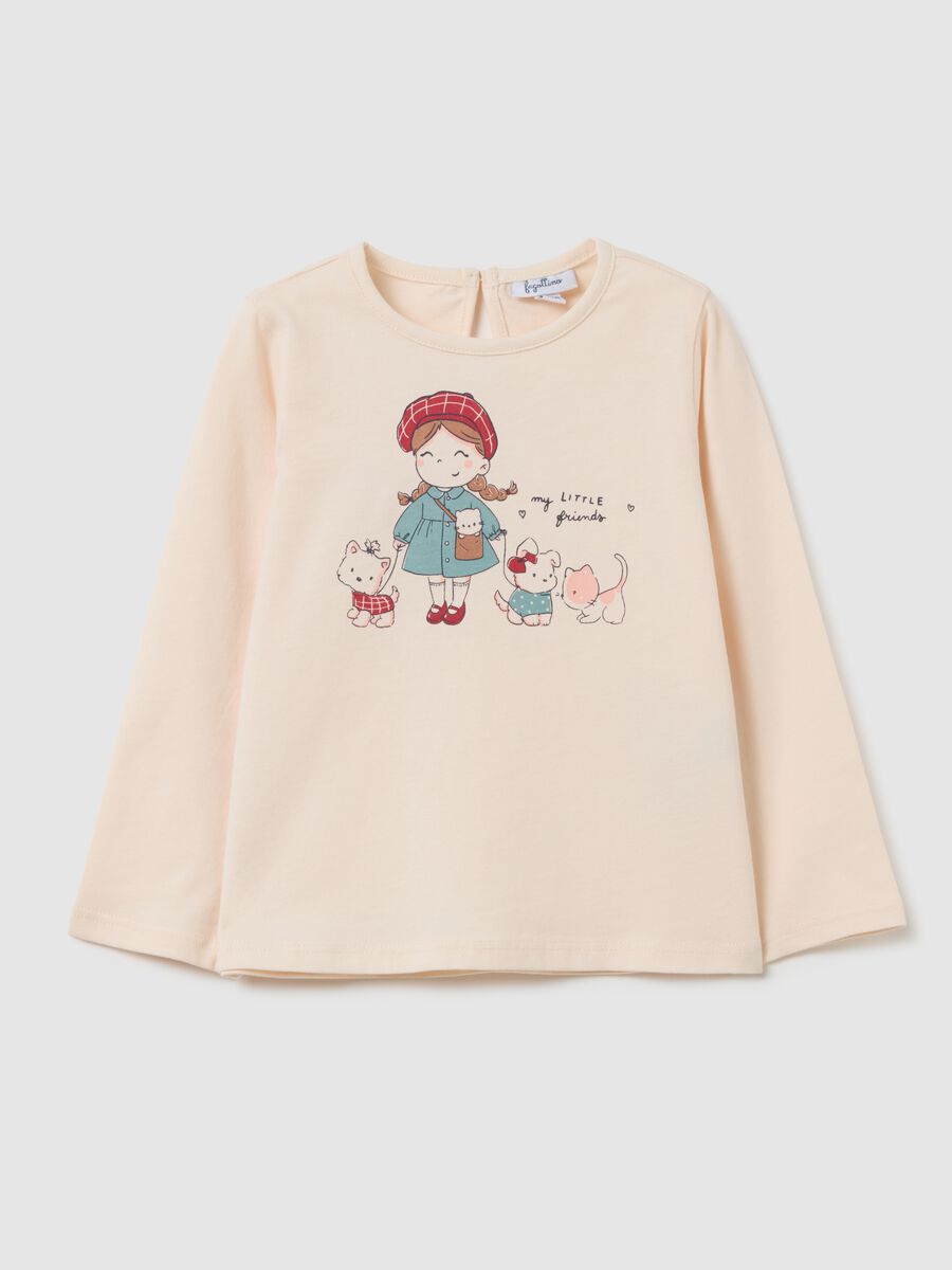 Girls' beige pure cotton regular fit sweater_0