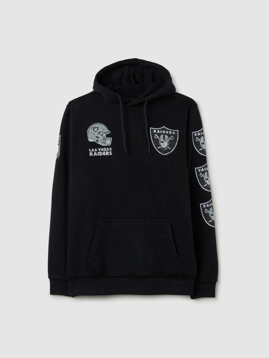 Black cotton blend sweatshirt with NFL logo embroidery_4
