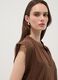 Brown pure cotton T-shirt with crochet details, regular fit_0