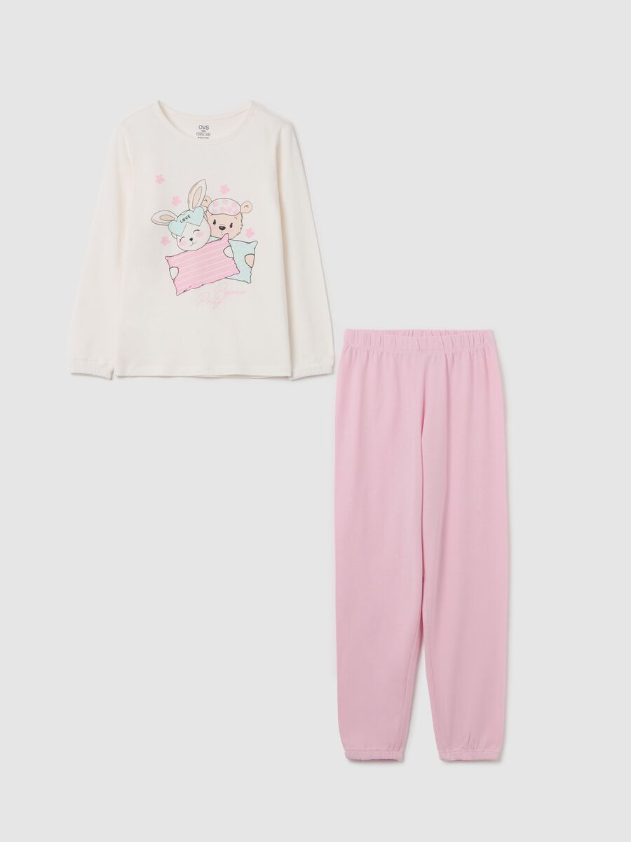 Organic cotton pyjamas with "Pajama party" print_0