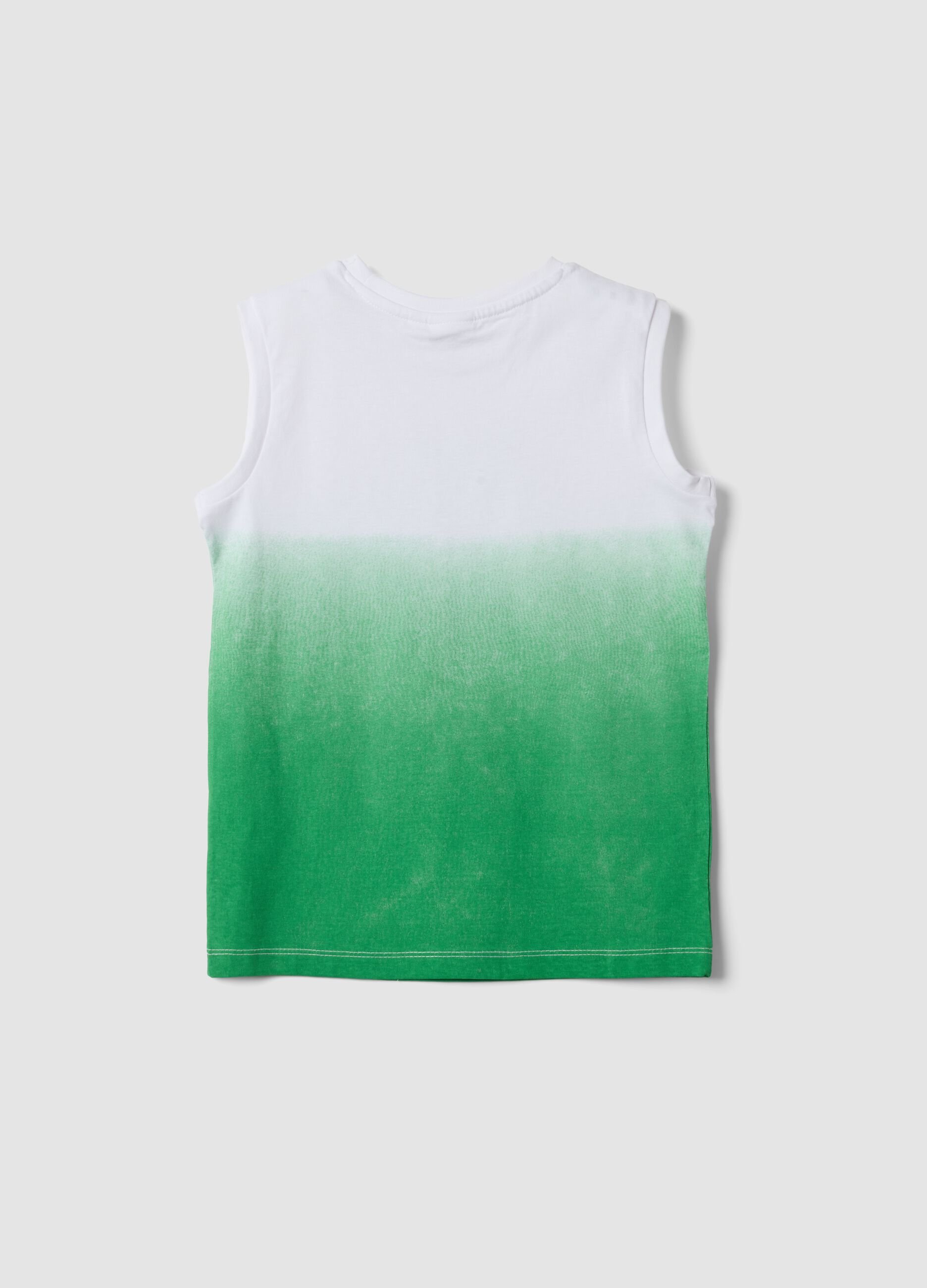 Green pure cotton vest top with print